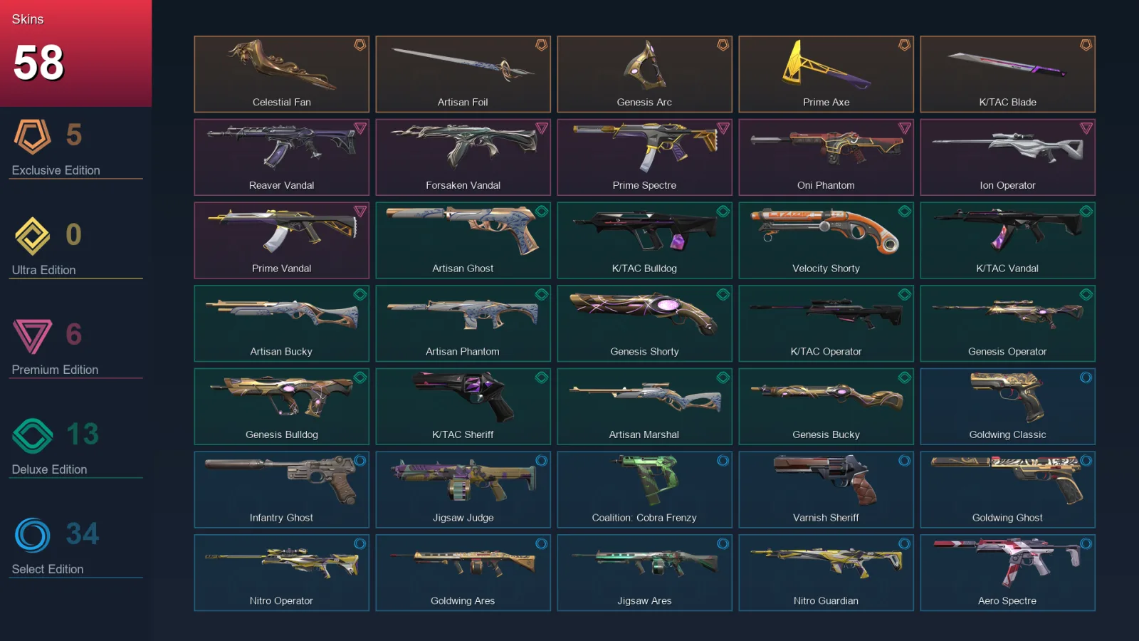 AP | Lv208 | Unranked | 58 Skin | 22 Agent | 91 Buddy — Valorant account