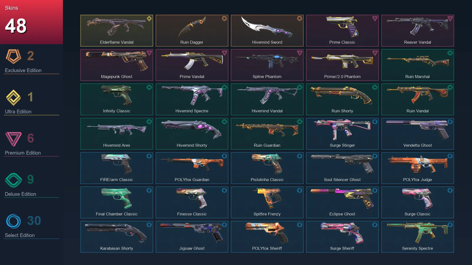 EU | Lv210 | Unranked | 48 Skin | 21 Agent | 95 Buddy