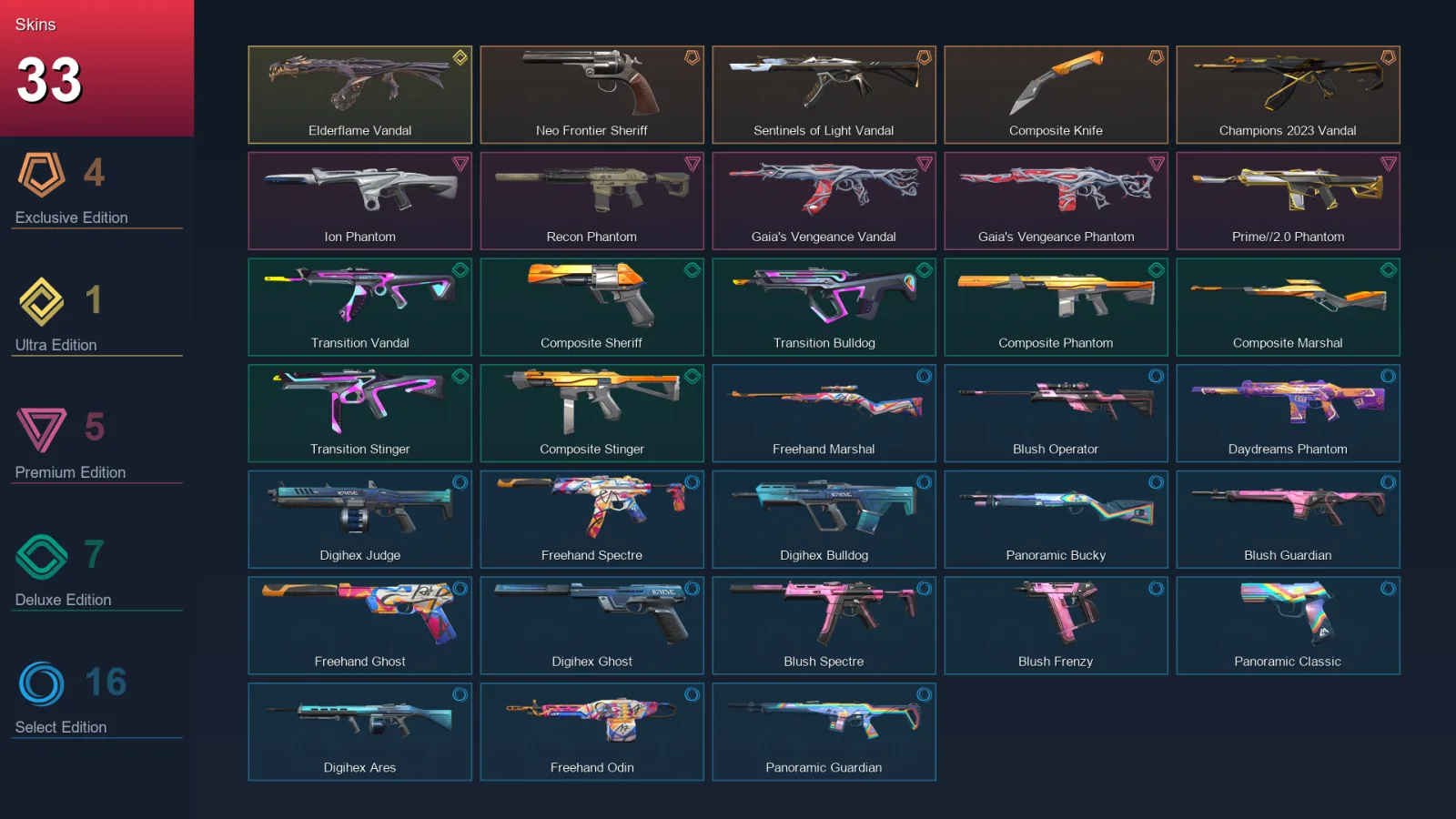 AP | Lv91 | Unranked | 33 Skin | 26 Agent | 38 Buddy