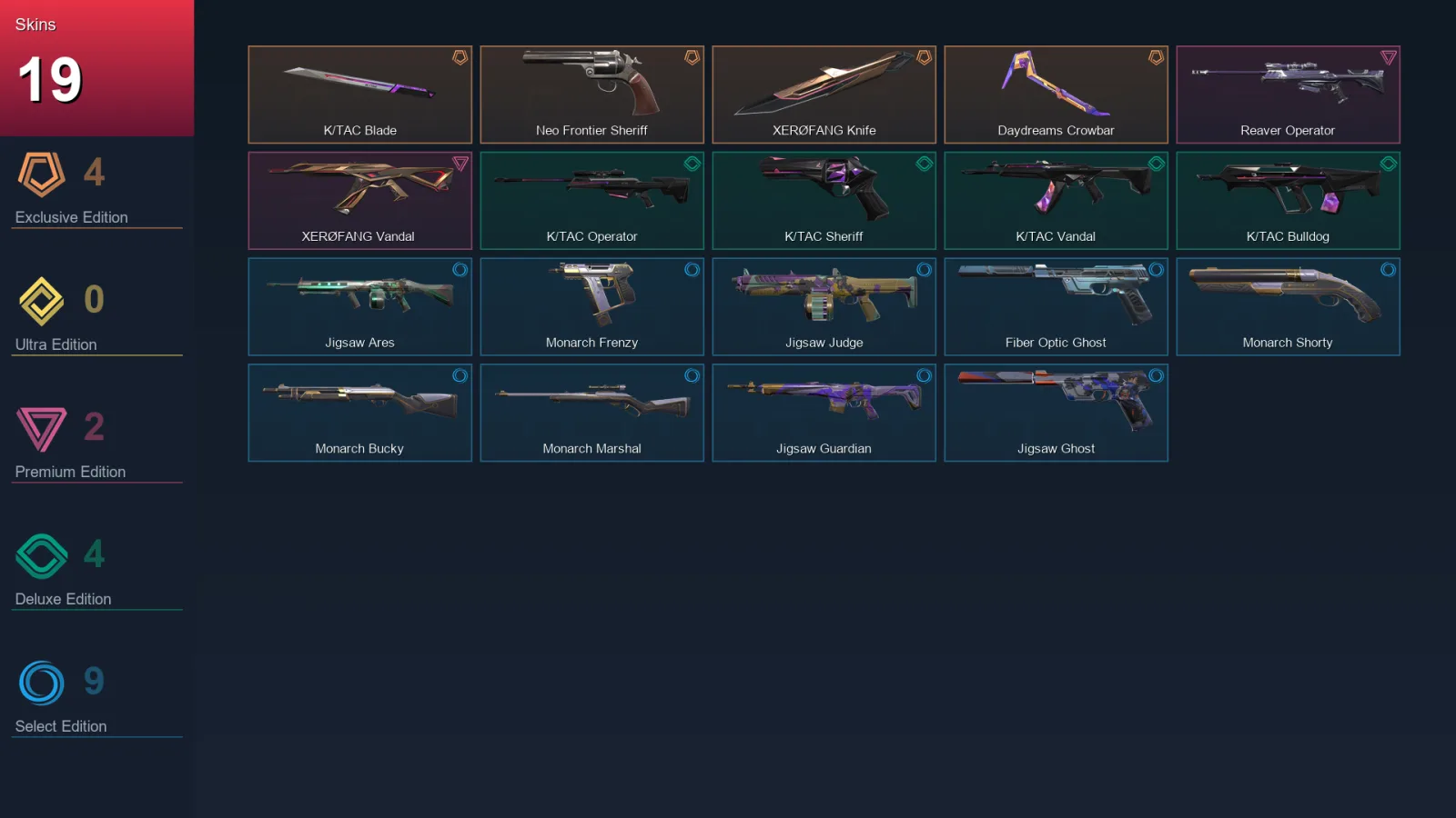 EU | Lv55 | Unranked | 19 Skin | 18 Agent | 27 Buddy