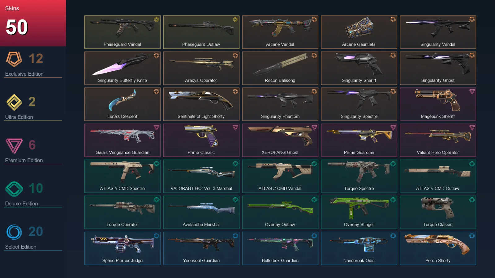 EU | Lv47 | Unranked | 50 Skin | 18 Agent | 40 Buddy — Valorant account