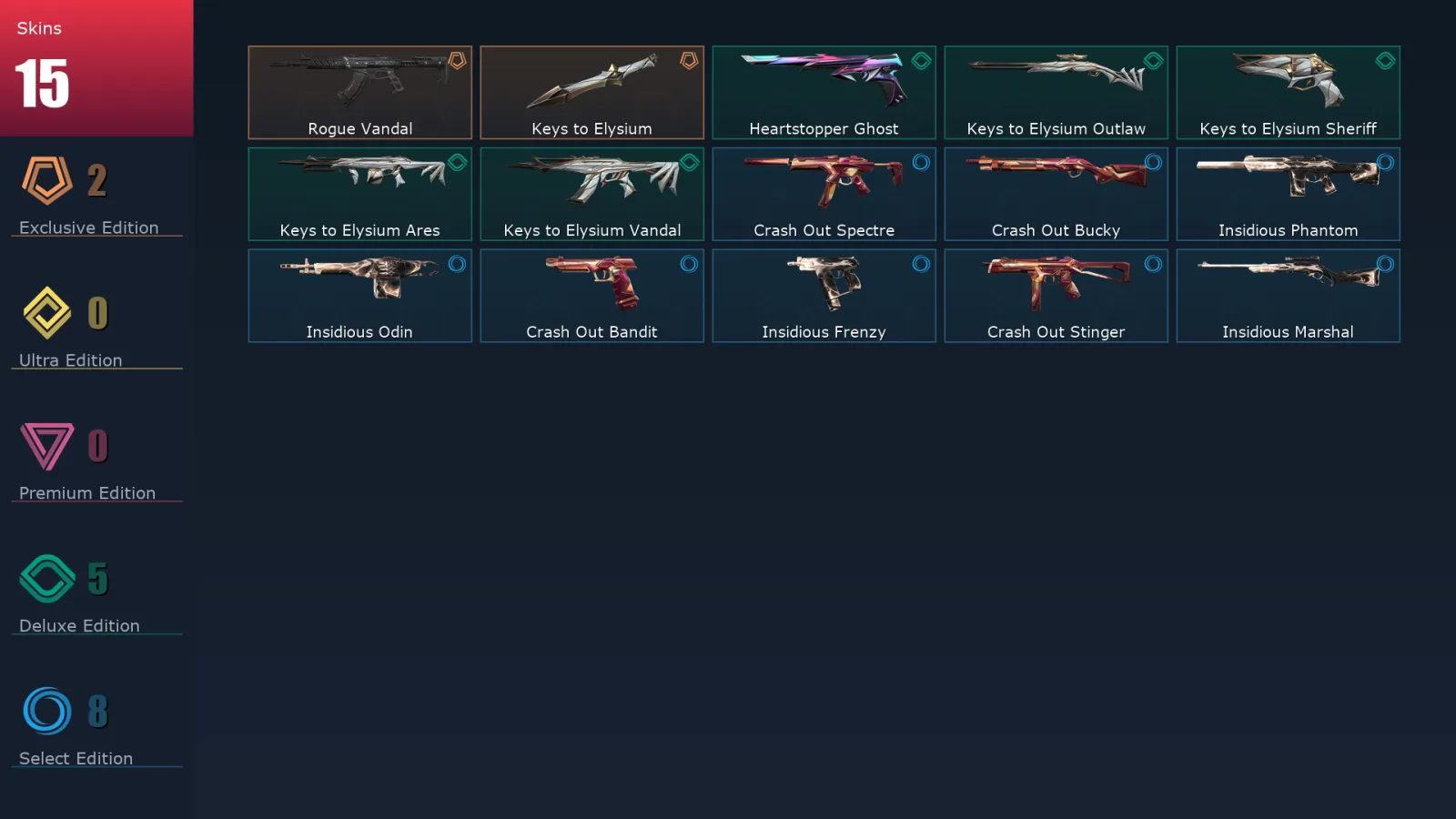 [Valorant] | EU | Level 60 | Diamond 1 | 17 Agents | 15 Skins