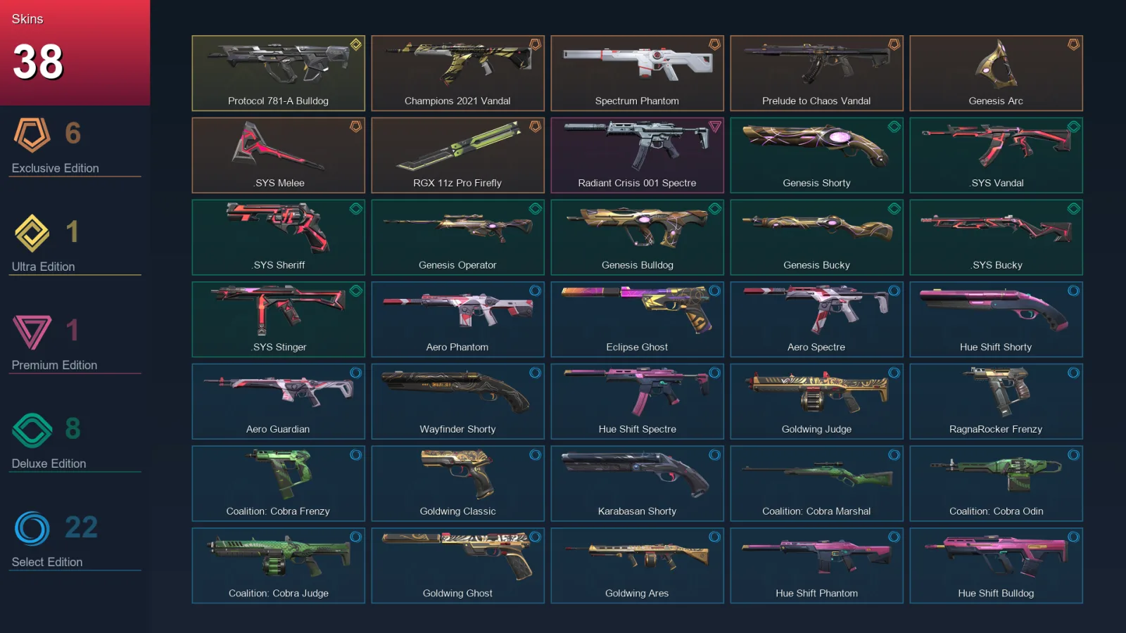 AP | Lv123 | Unranked | 38 Skin | 29 Agent | 77 Buddy — Valorant account
