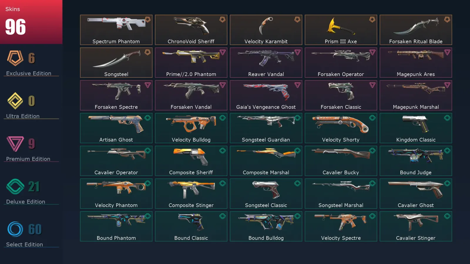 [Valorant] | EU | Level 288 | 25 Agents | 96 Skins — Valorant account