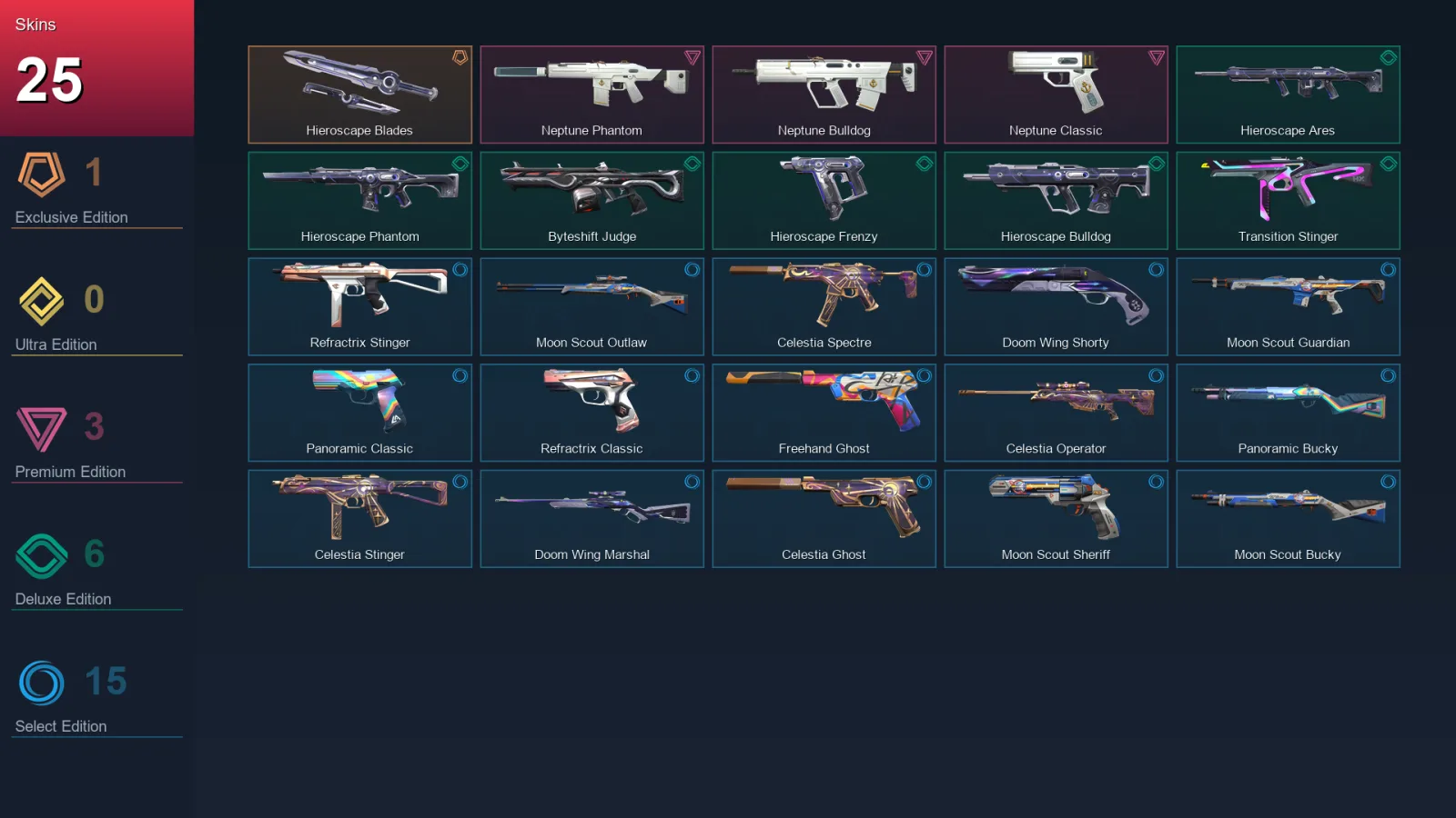 NA | Lv24 | Unranked | 25 Skin | 10 Agent | 17 Buddy
