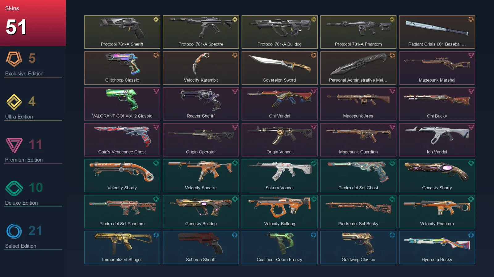 NA | Lv101 | Unranked | 51 Skin | 17 Agent | 59 Buddy
