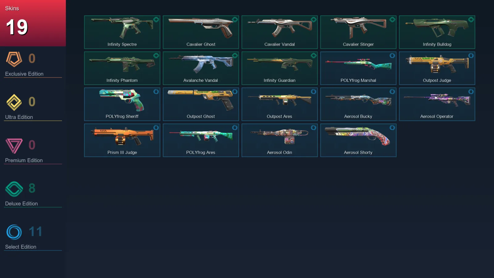 NA | Lv23 | Unranked | 19 Skin | 14 Agent | 22 Buddy