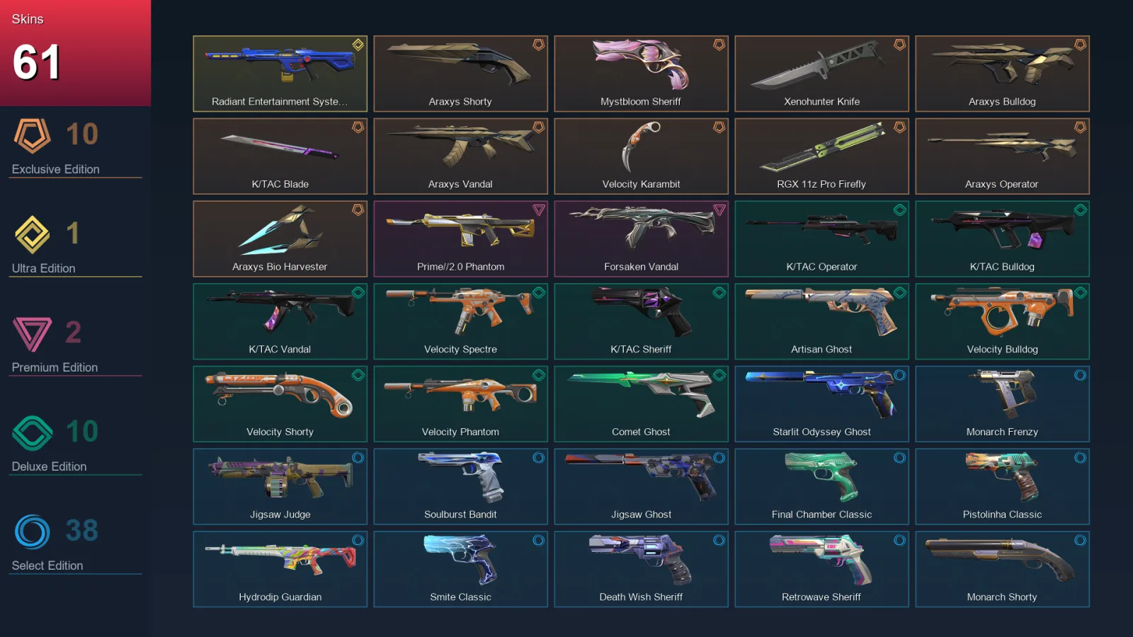 AP | Lv340 | Unranked | 61 Skin | 29 Agent | 136 Buddy
