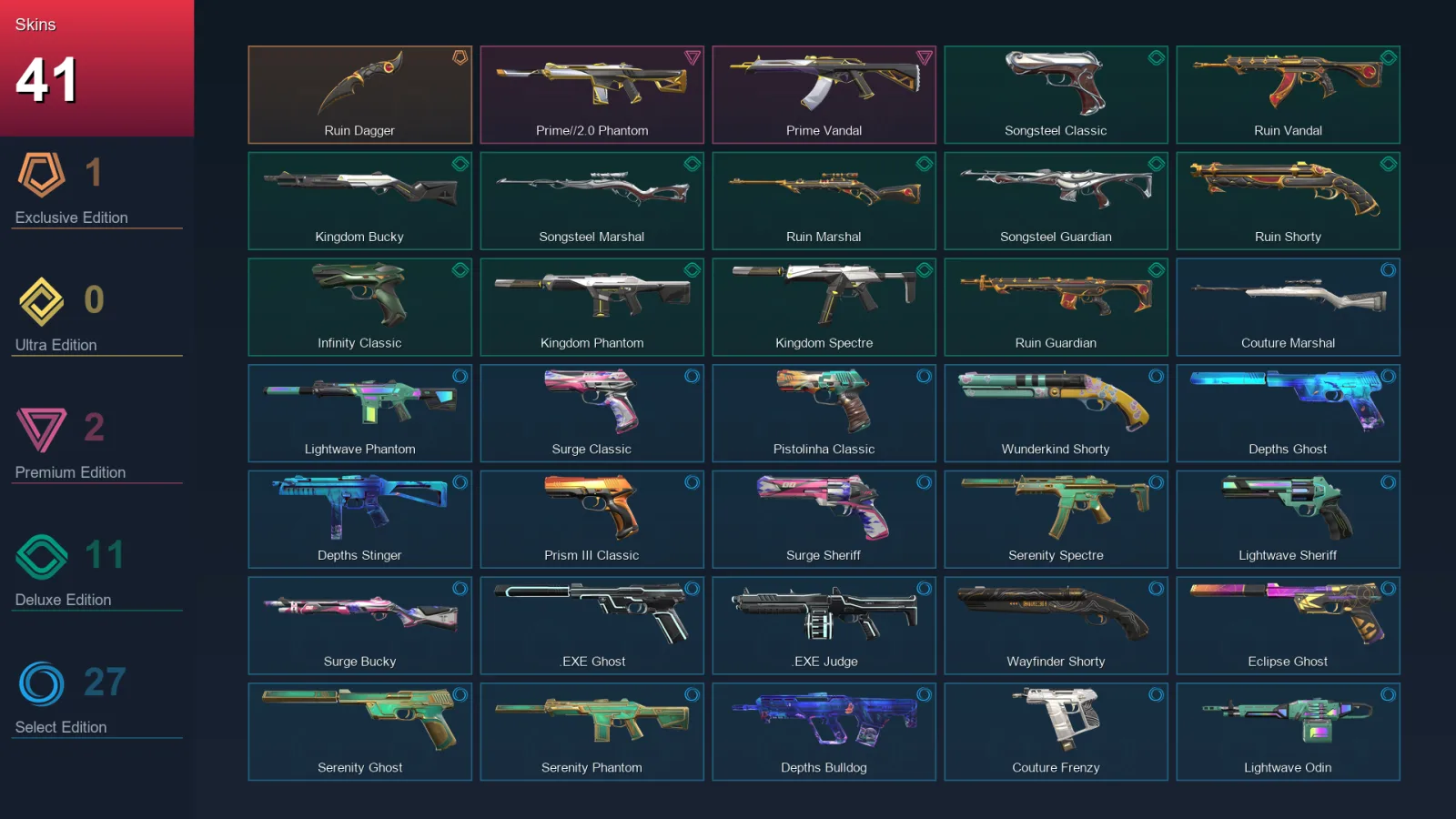 BR | Lv100 | Unranked | 41 Skin | 25 Agent | 87 Buddy