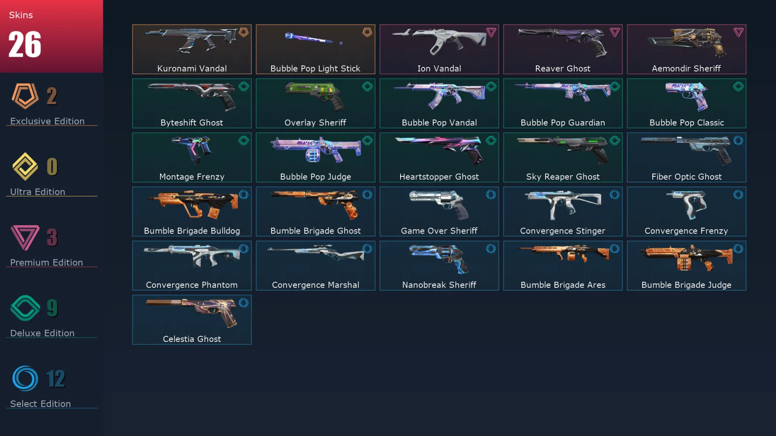 [Valorant] | EU | Level 193 | Bronze 1 | 29 Agents | 26 Skins