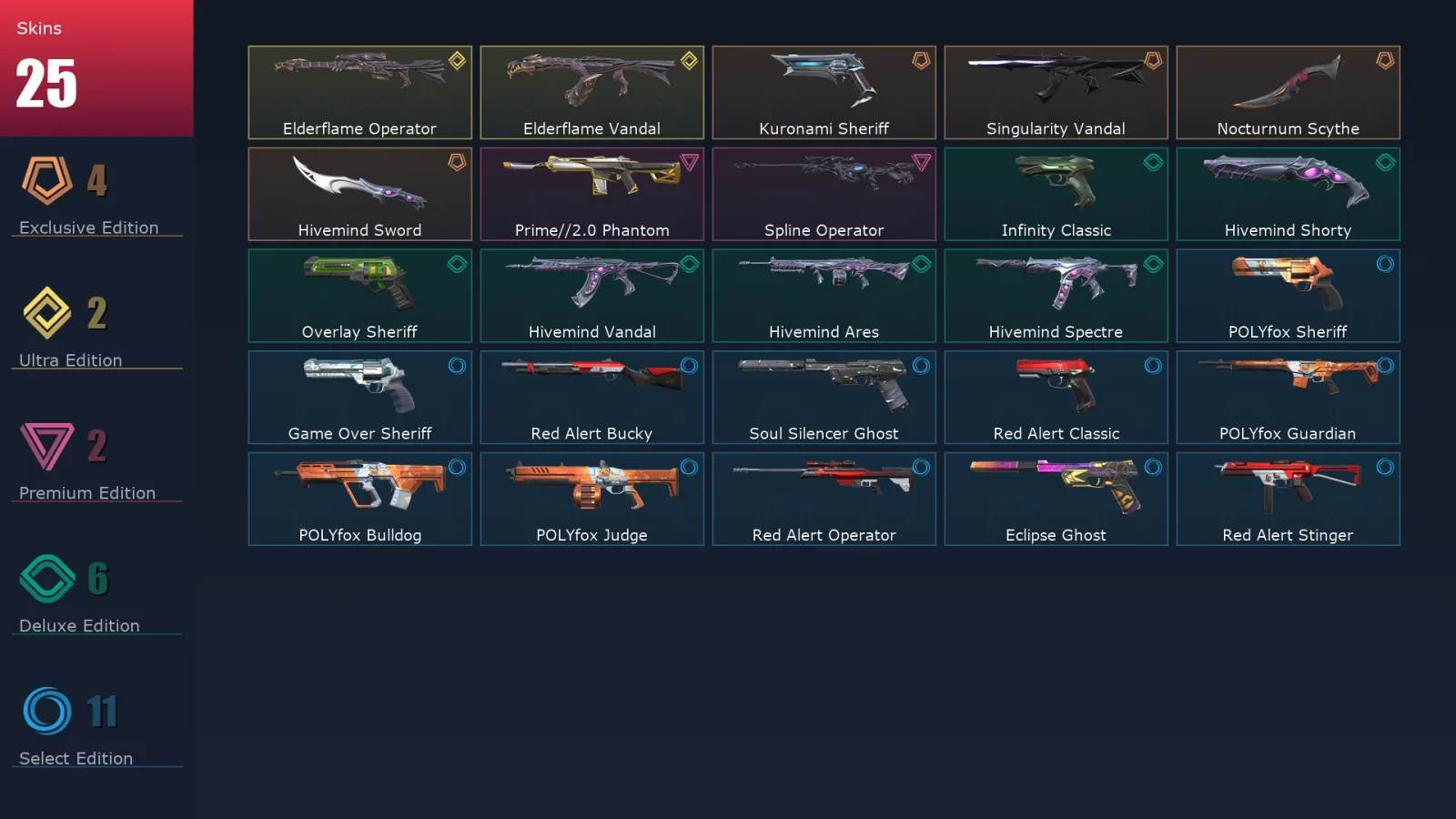 [Valorant] | EU | Level 137 | Gold 2 | 29 Agents | 25 Skins — Gold Valorant