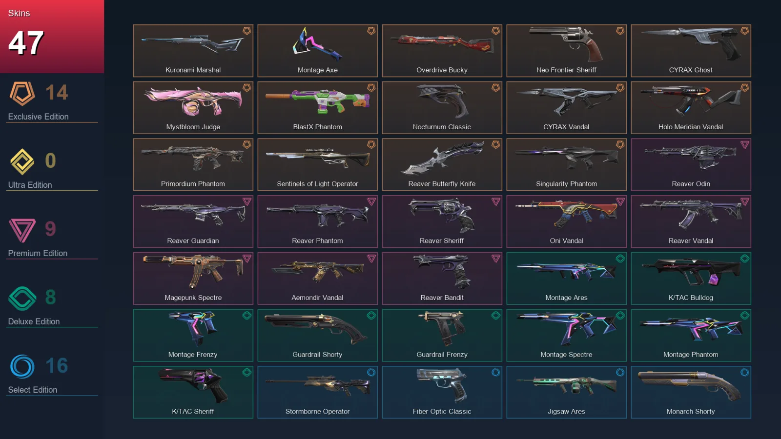 EU | Lv45 | Unranked | 47 Skin | 29 Agent | 33 Buddy
