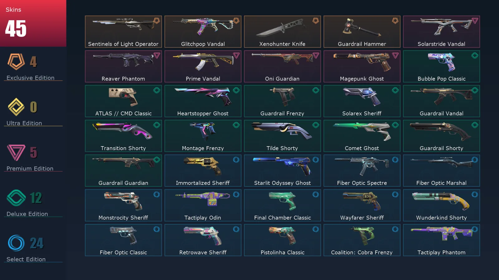[Valorant] | EU | Level 391 | Diamond 1 | 29 Agents | 45 Skins