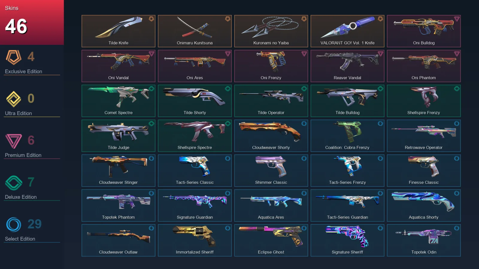 AP | Lv176 | Unranked | 46 Skin | 23 Agent | 84 Buddy