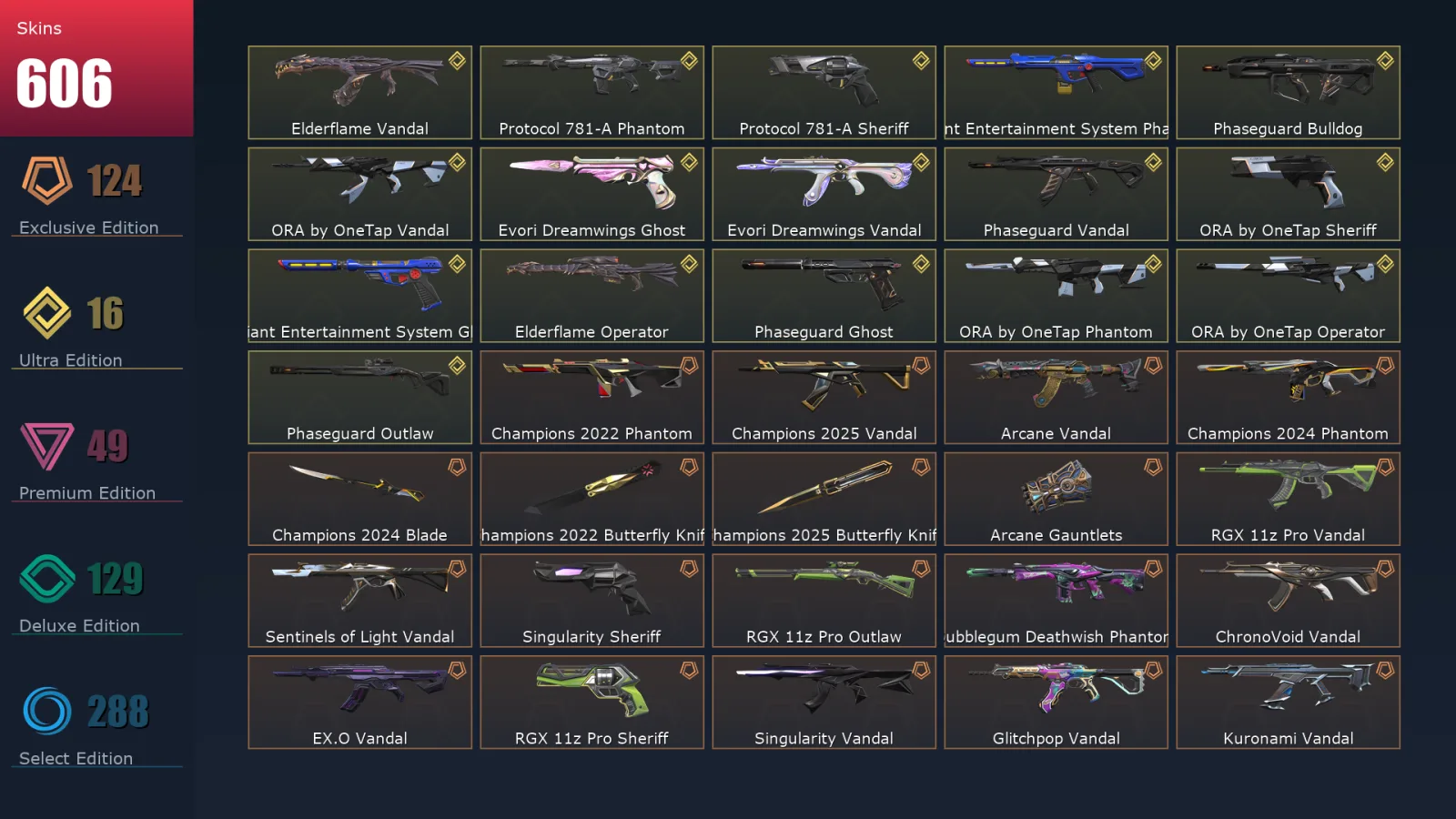 [Valorant] | EU | Level 500 | Ascendant 1 | 29 Agents | 606 Skins