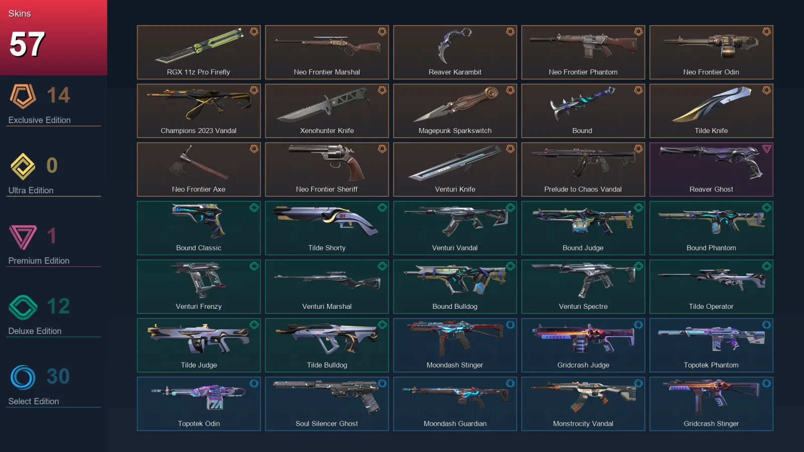 EU | Lv158 | Unranked | 57 Skin | 24 Agent | 78 Buddy