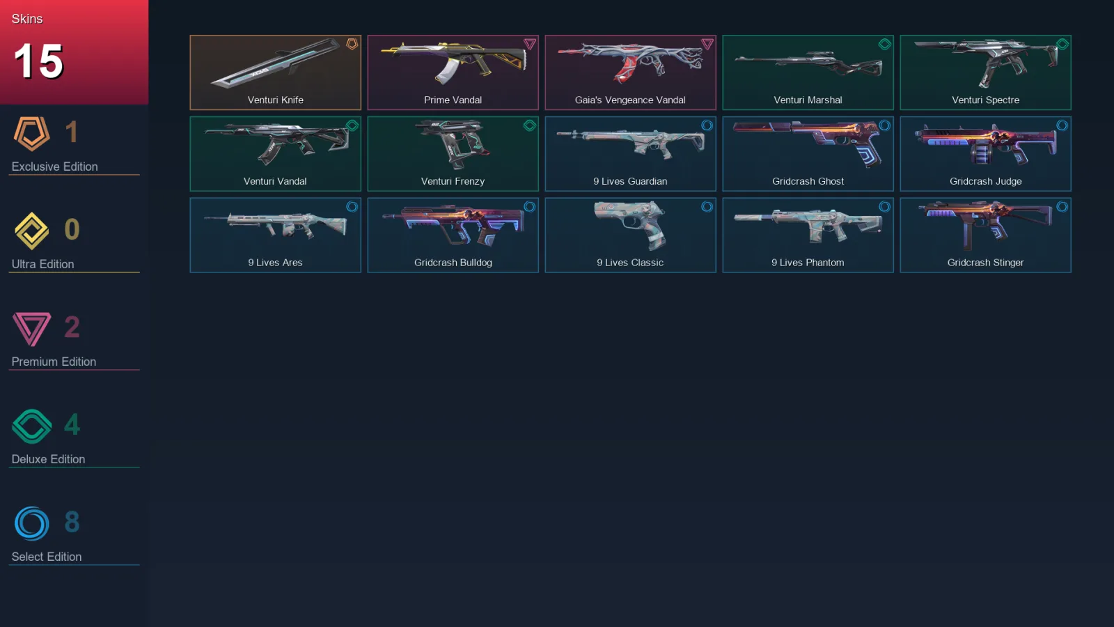AP | Lv50 | Unranked | 15 Skin | 21 Agent | 23 Buddy