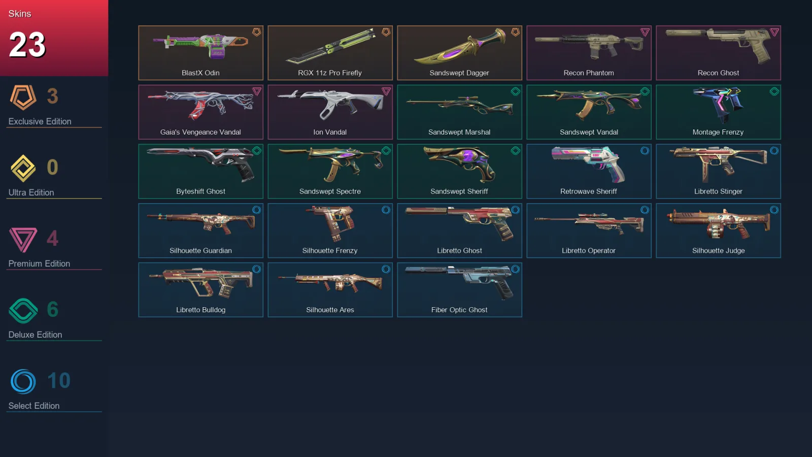 EU | Lv123 | Unranked | 23 Skin | 28 Agent | 61 Buddy — Valorant account