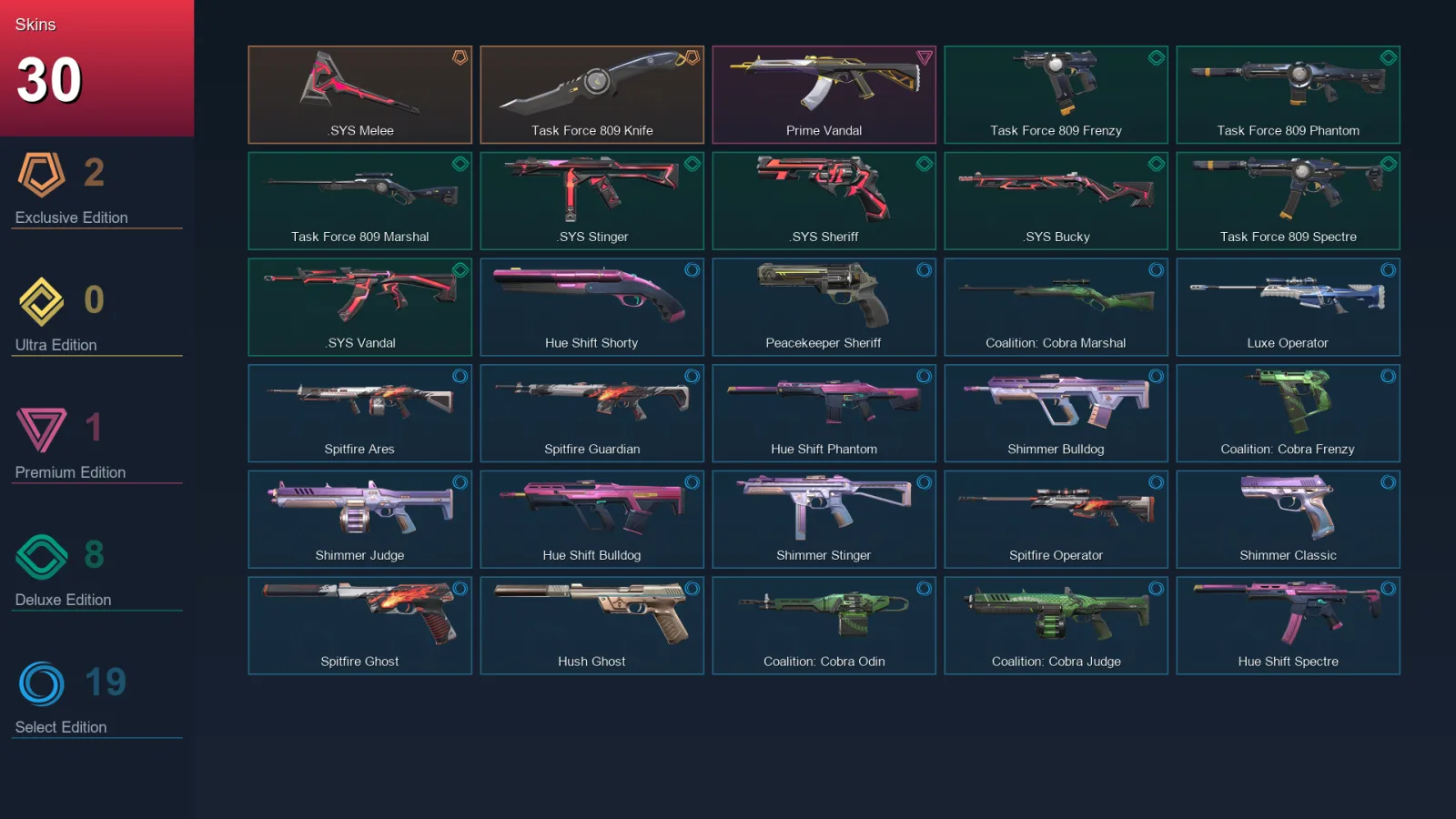 EU | Lv109 | Unranked | 30 Skin | 25 Agent | 52 Buddy