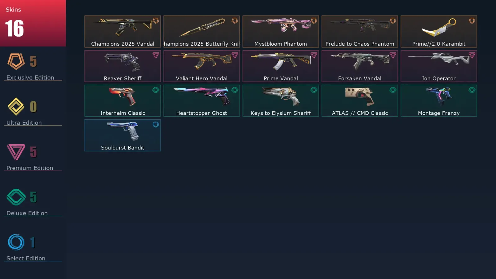 [Valorant] | EU | Level 108 | Platinum 2 | 28 Agents | 16 Skins