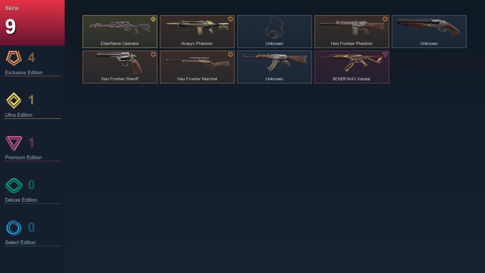 EU | Lv1 | Unranked | 9 Skin | 5 Agent | 1 Buddy
