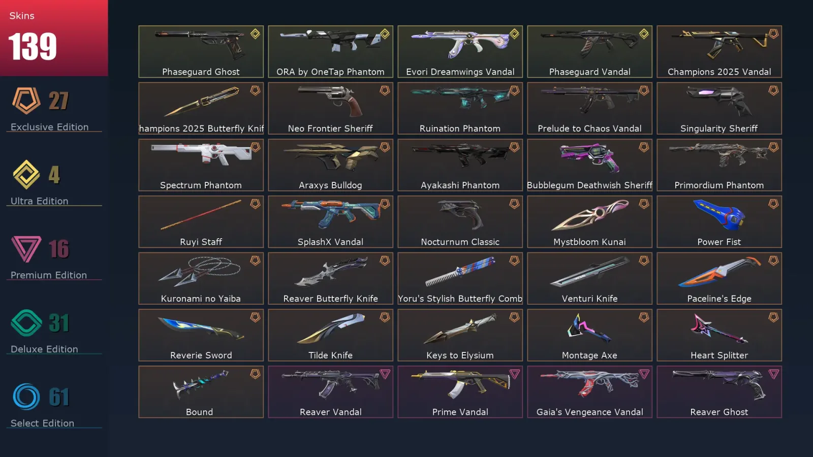 [Valorant] | EU | Level 283 | Diamond 2 | 29 Agents | 139 Skins — Valorant account