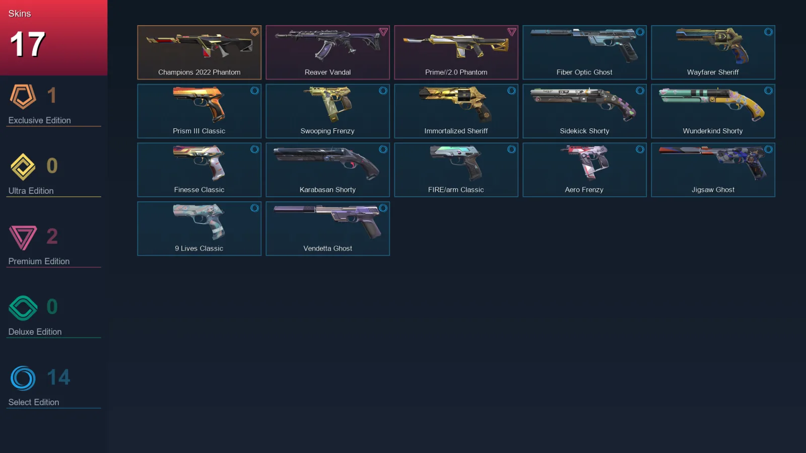 AP | Lv219 | Unranked | 17 Skin | 25 Agent | 91 Buddy — Valorant account