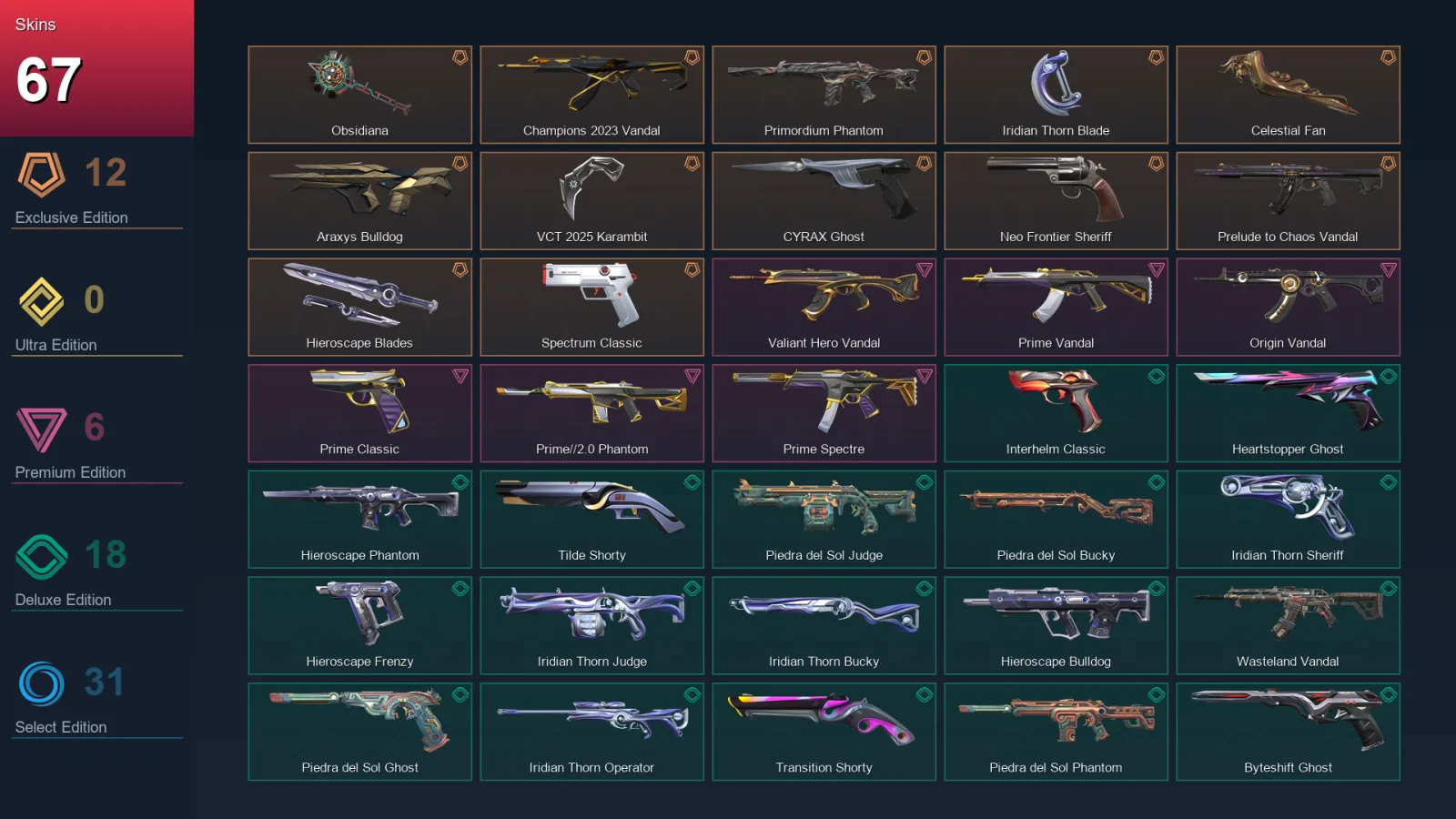BR | Lv297 | Unranked | 67 Skin | 28 Agent | 99 Buddy — Valorant account