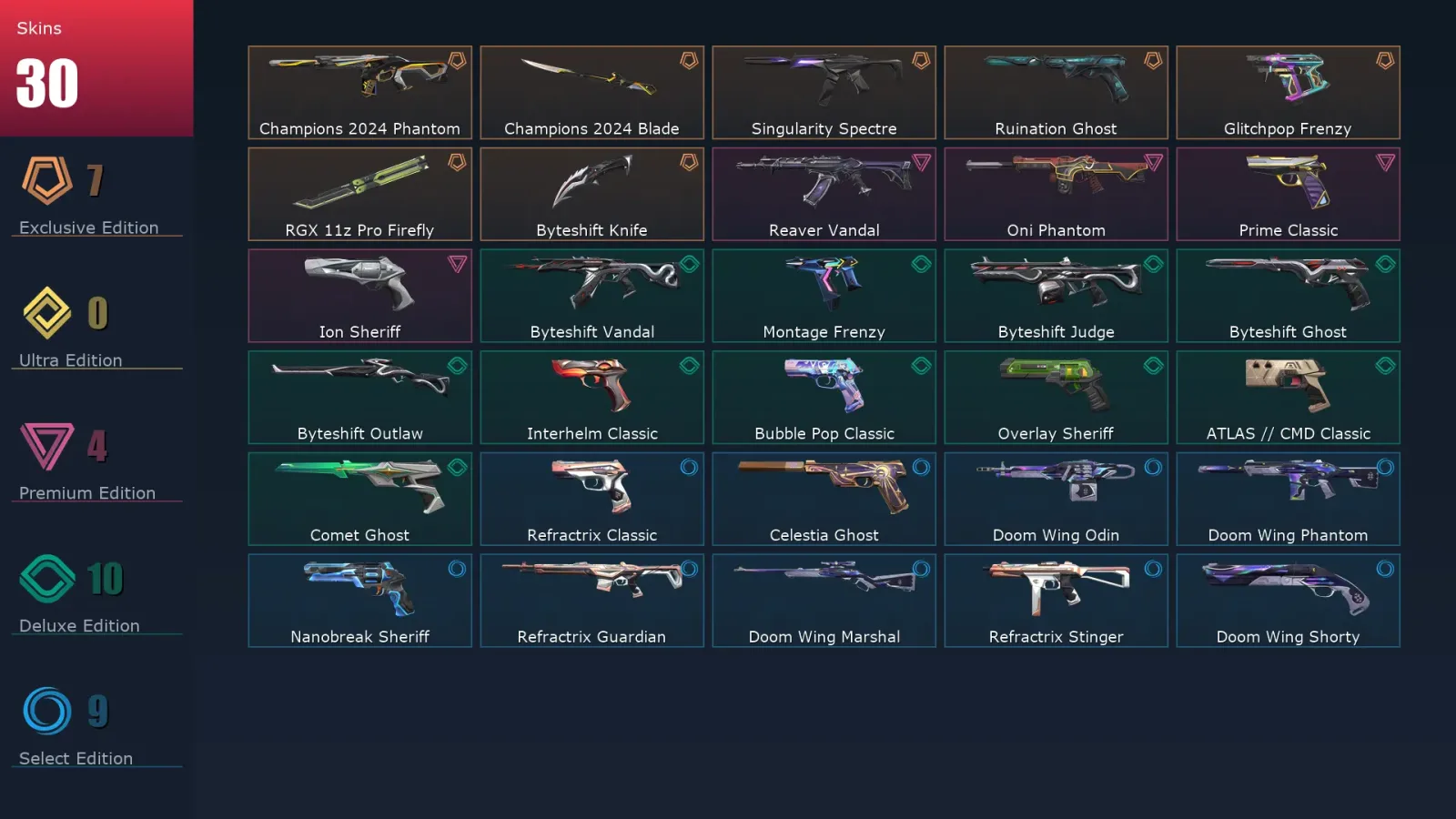 [Valorant] | EU | Level 174 | 29 Agents | 30 Skins — Valorant account