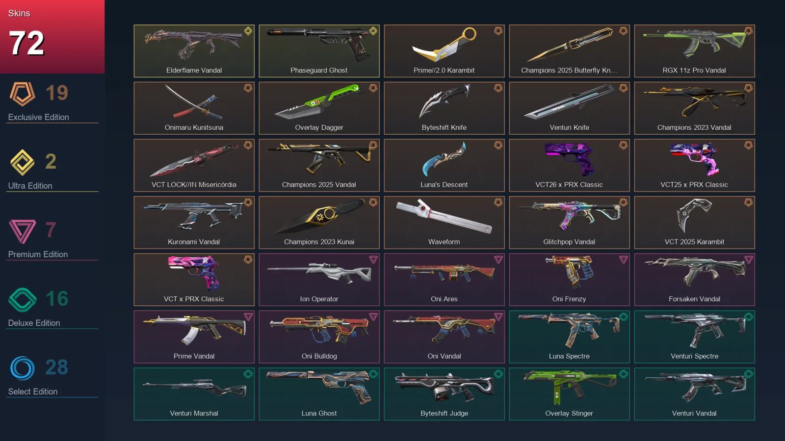 NA | Lv117 | Unranked | 72 Skin | 25 Agent | 92 Buddy