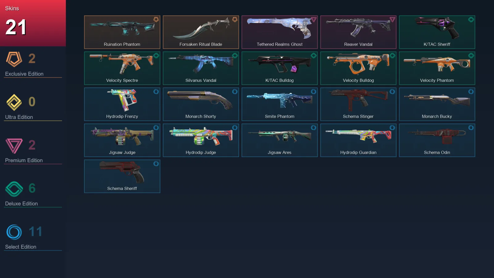 NA | Lv57 | Unranked | 21 Skin | 18 Agent | 40 Buddy