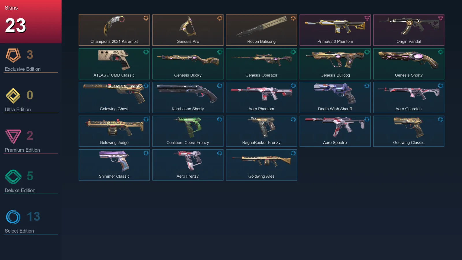 AP | Lv127 | Unranked | 23 Skin | 28 Agent | 67 Buddy