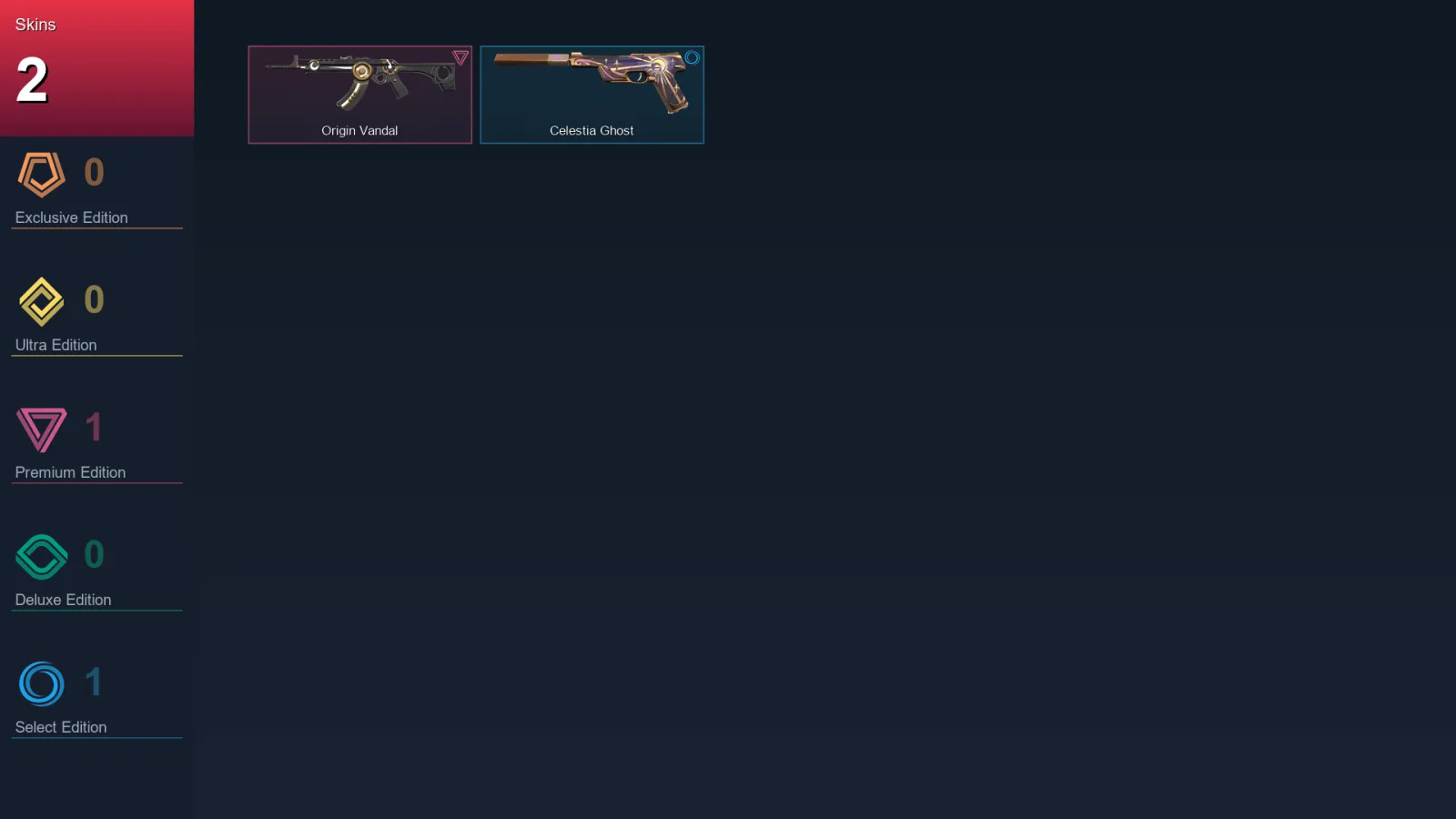 AP | Lv48 | Unranked | 2 Skin | 18 Agent | 18 Buddy — Origin Vandal