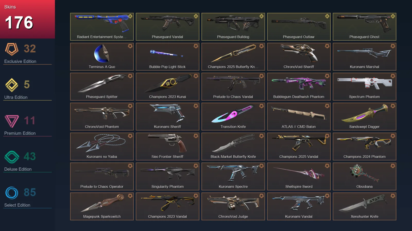 EU | Lv204 | Unranked | 176 Skin | 28 Agent | 142 Buddy