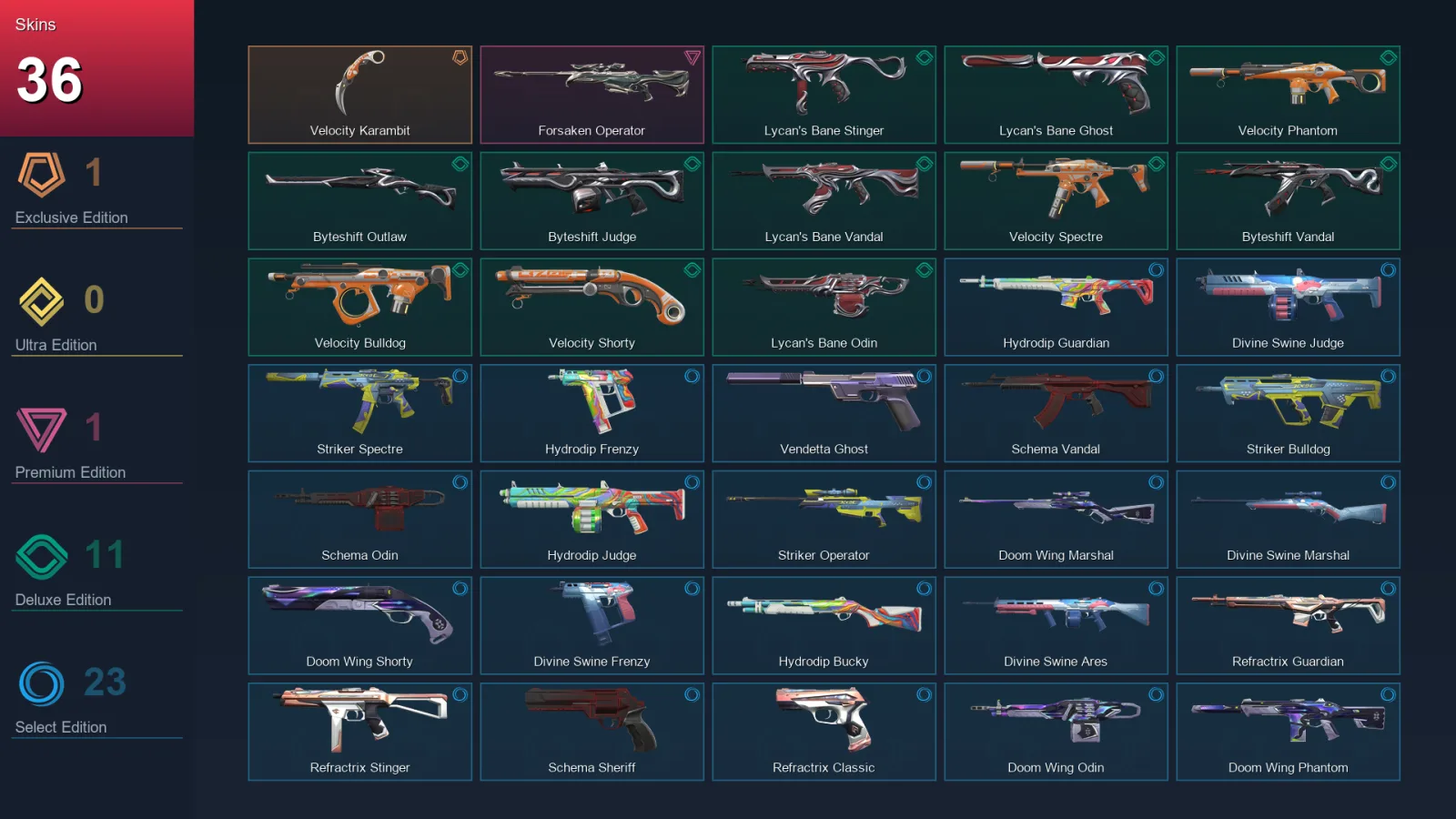 LA | Velocity Karambit | Forsaken Operator | Lycan's Bane Stinger | Lycan's Bane Ghost | 36 Skin | 16 Agent | 42 Buddy | Lv53