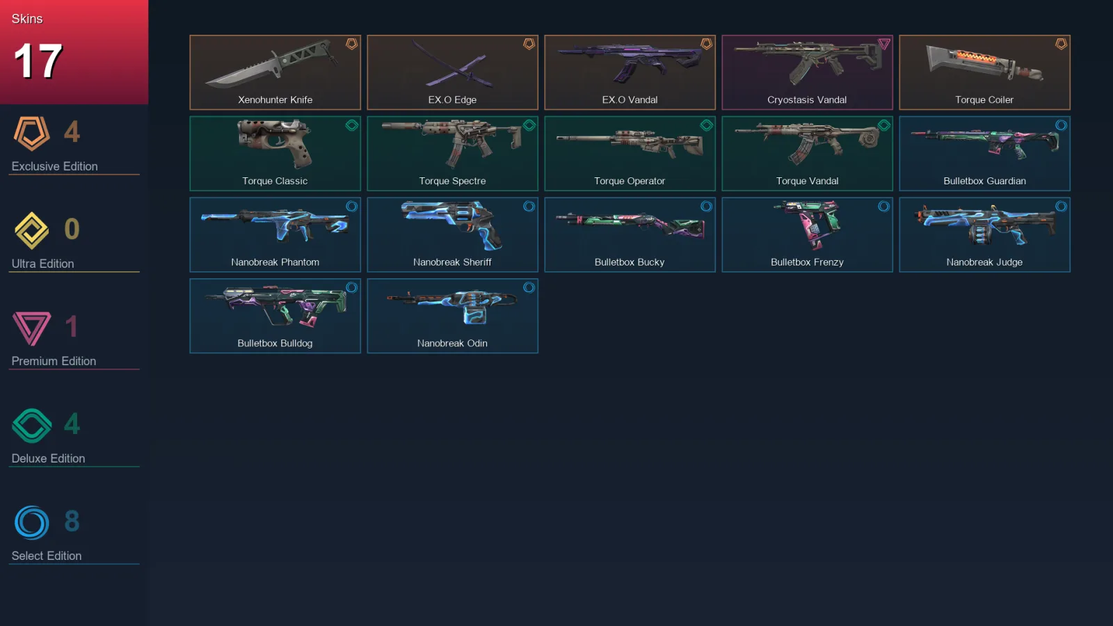 EU | Lv29 | Unranked | 17 Skin | 12 Agent | 19 Buddy — Nanobreak Sheriff