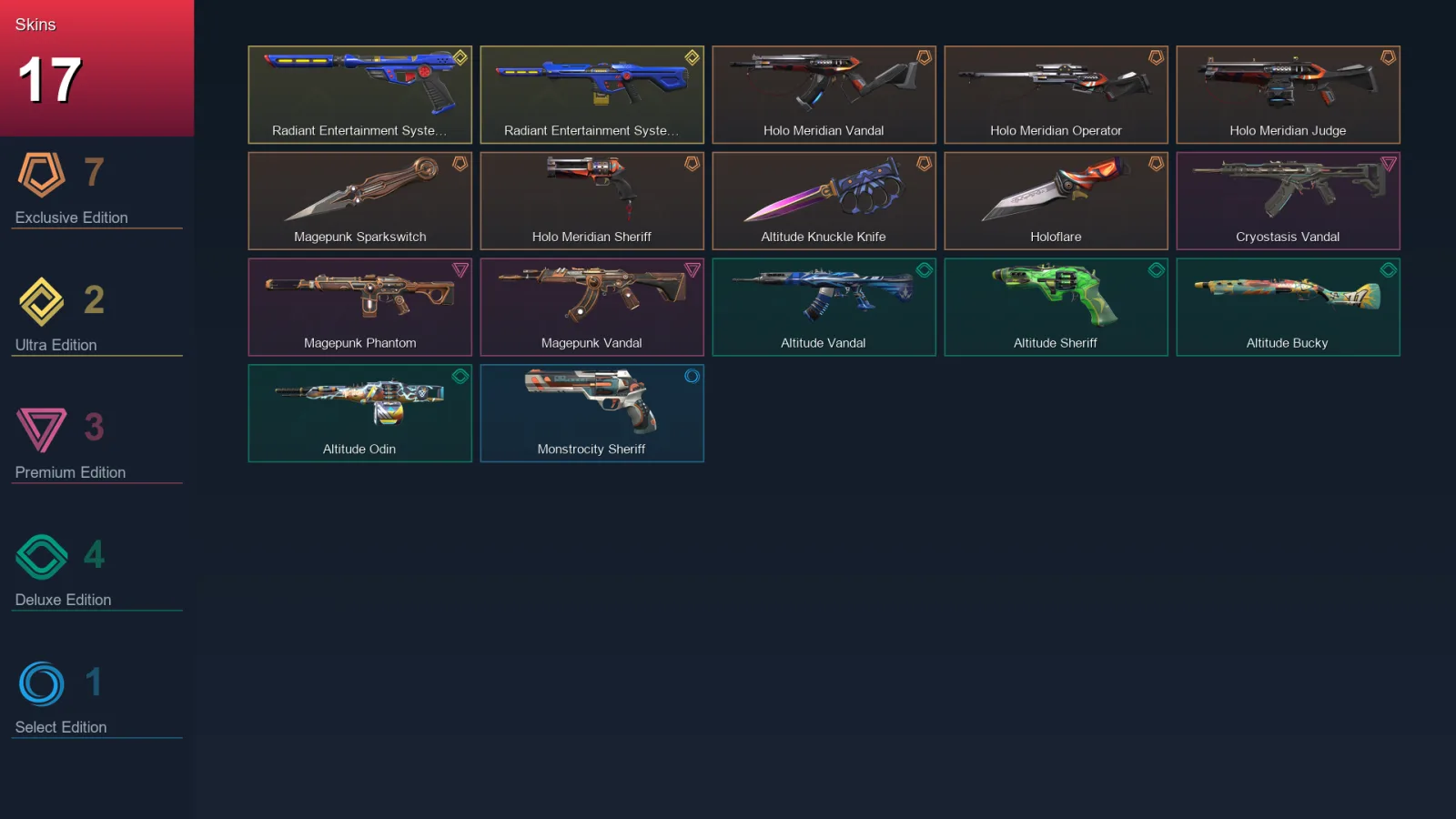EU | Lv83 | Unranked | 17 Skin | 29 Agent | 52 Buddy