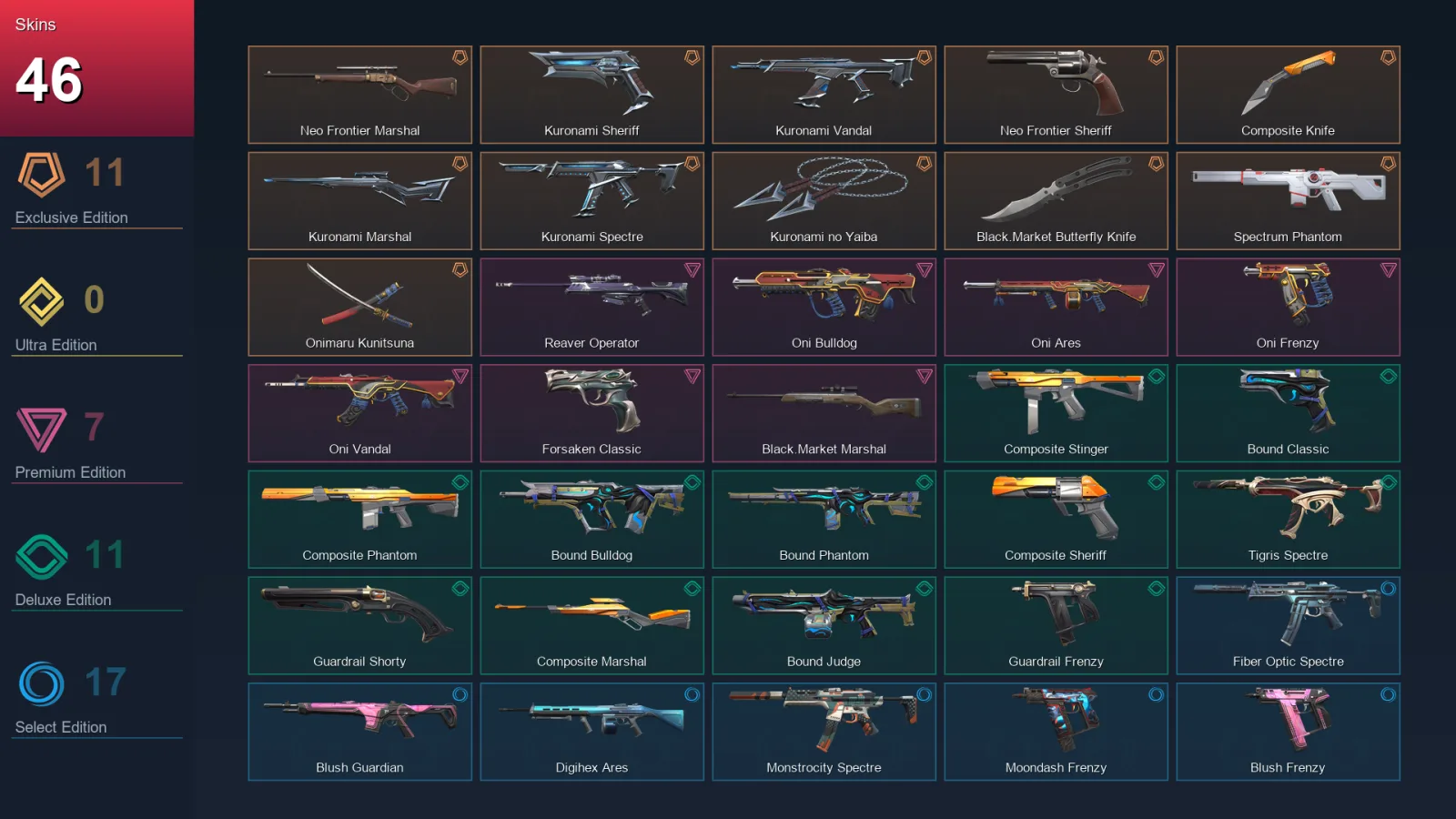 AP | Lv59 | Unranked | 46 Skin | 23 Agent | 35 Buddy