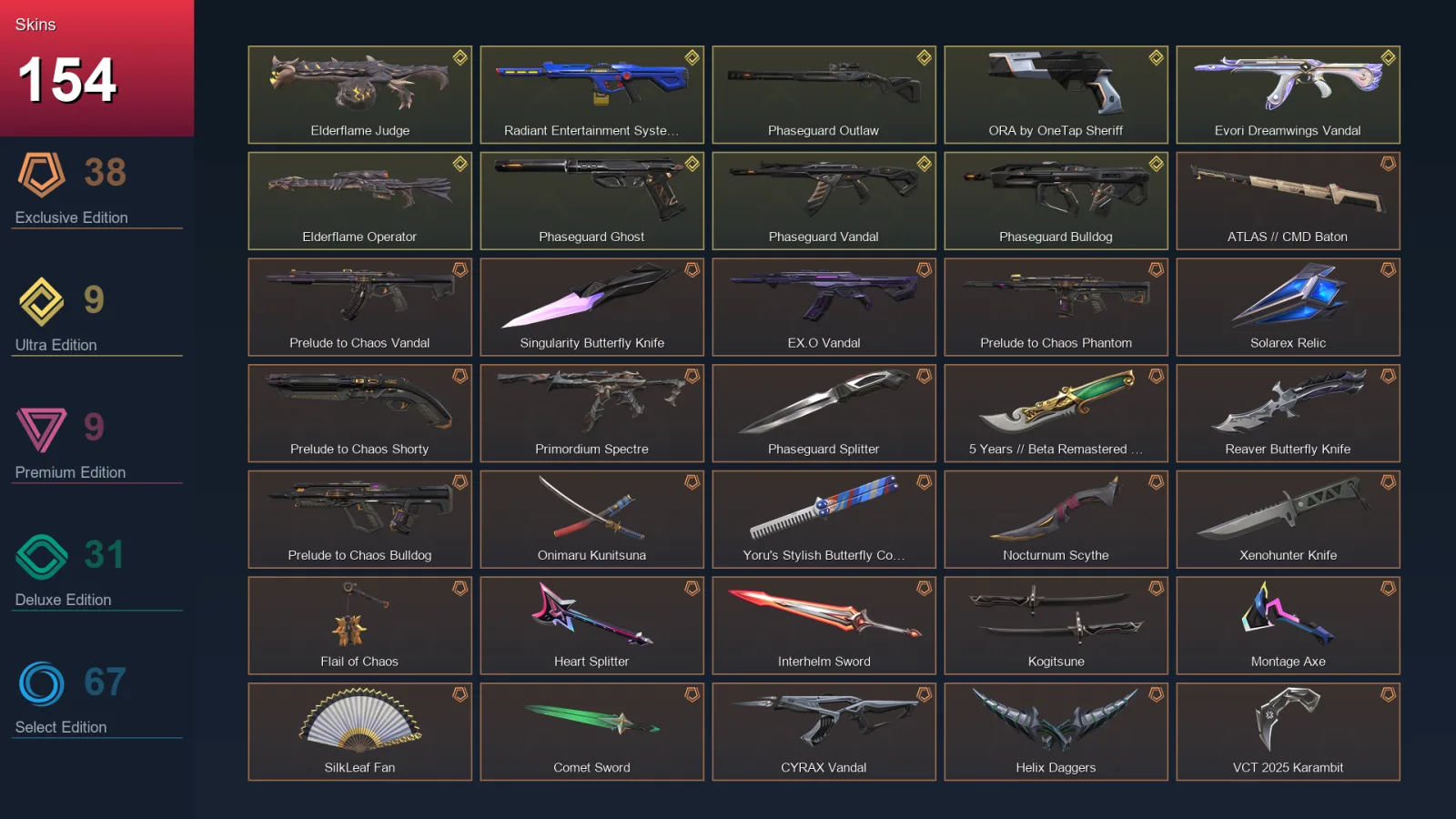 EU | Lv232 | Unranked | 154 Skin | 28 Agent | 128 Buddy
