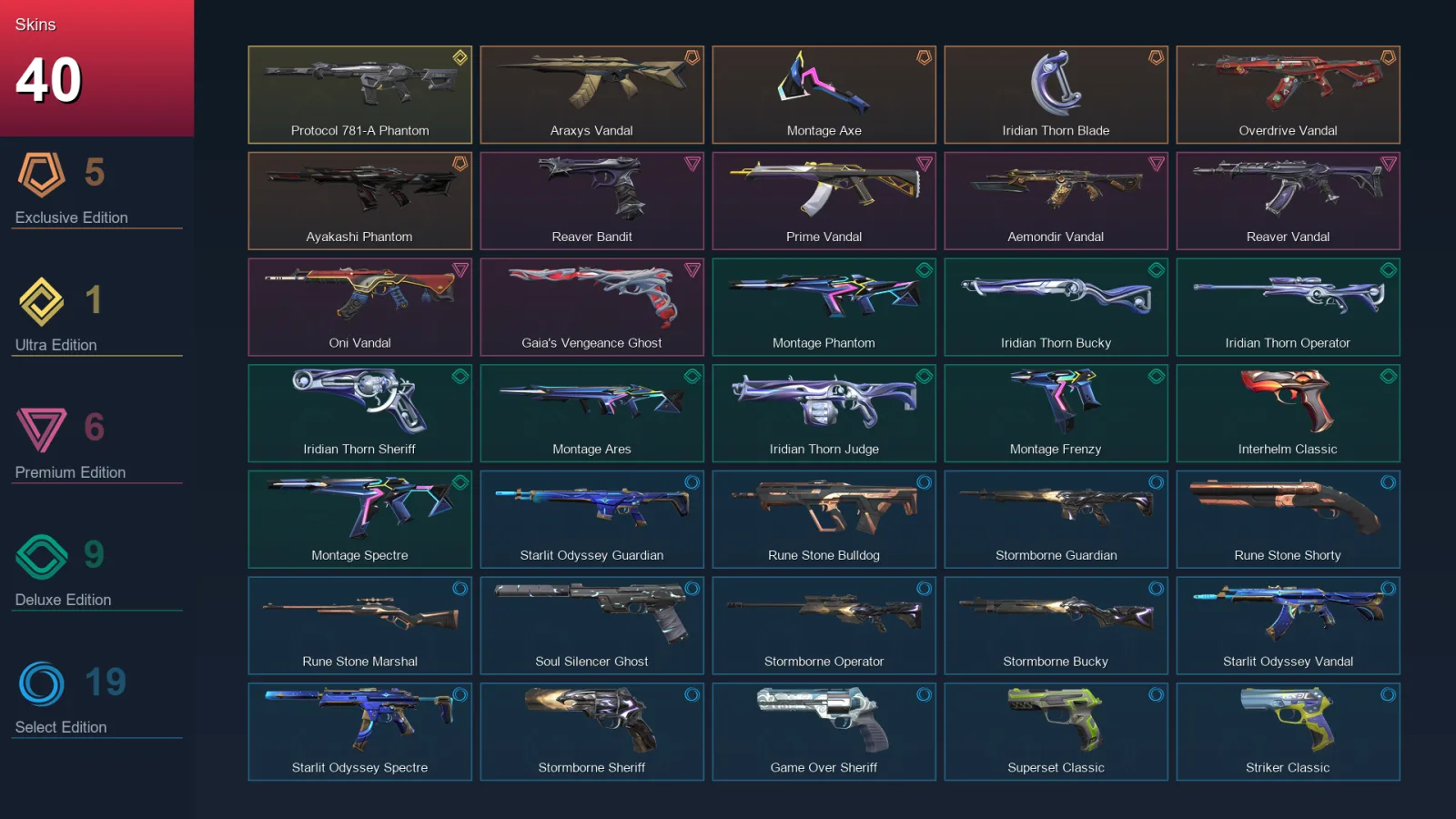 EU | Lv152 | Unranked | 40 Skin | 28 Agent | 65 Buddy