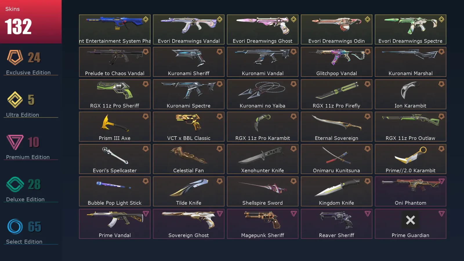 [Valorant] | EU | Level 347 | 25 Agents | 132 Skins — Valorant account