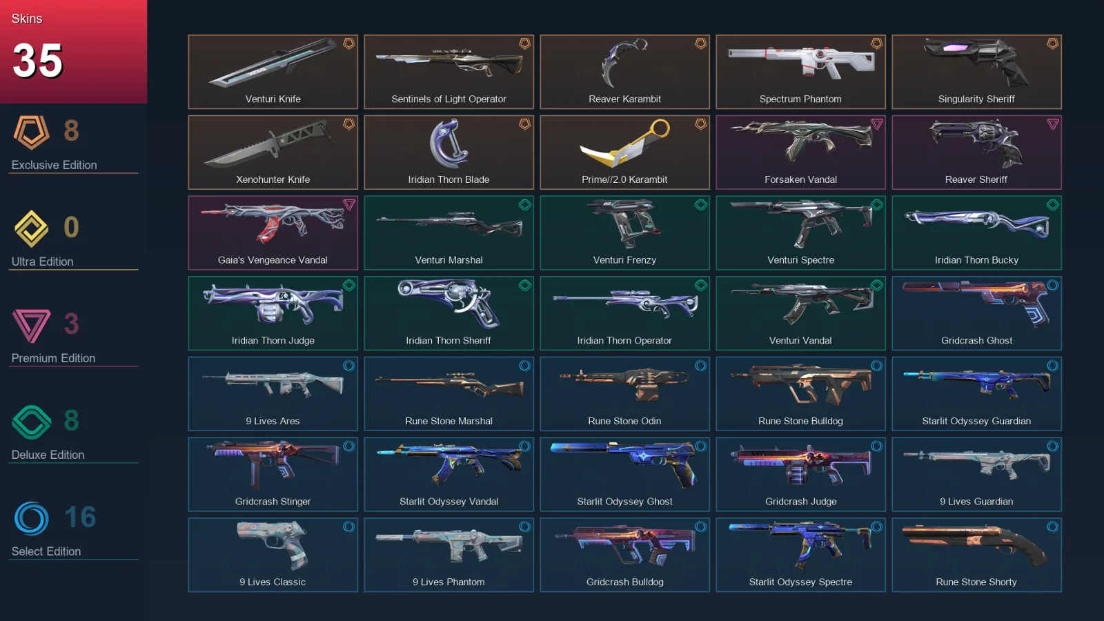 EU | Lv60 | Unranked | 35 Skin | 20 Agent | 26 Buddy