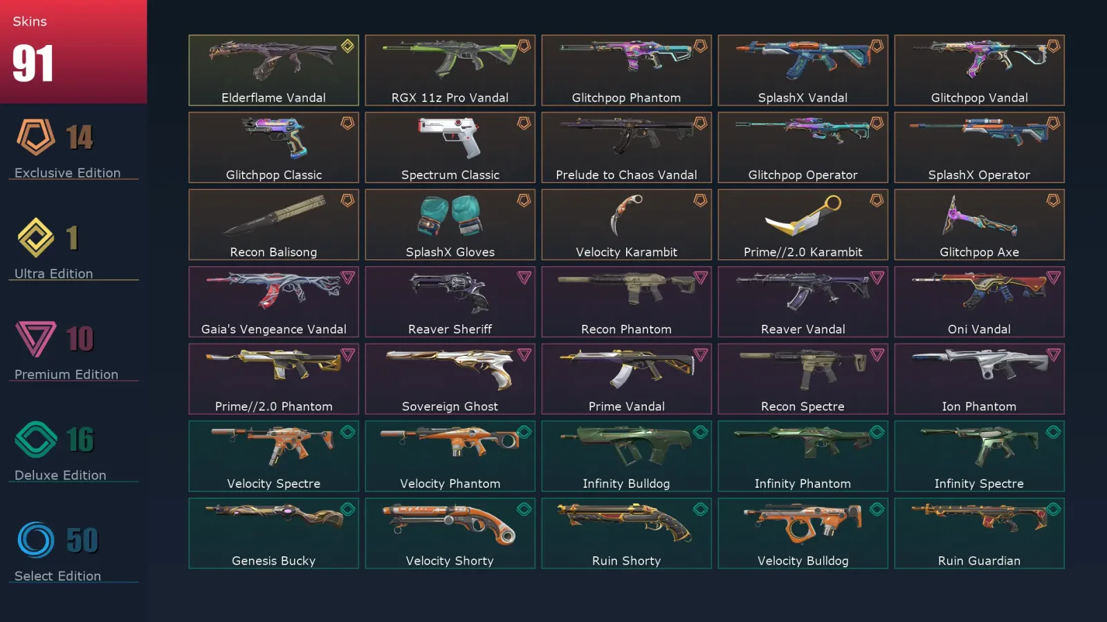 [Valorant] | EU | Level 301 | 29 Agents | 91 Skins — Valorant account