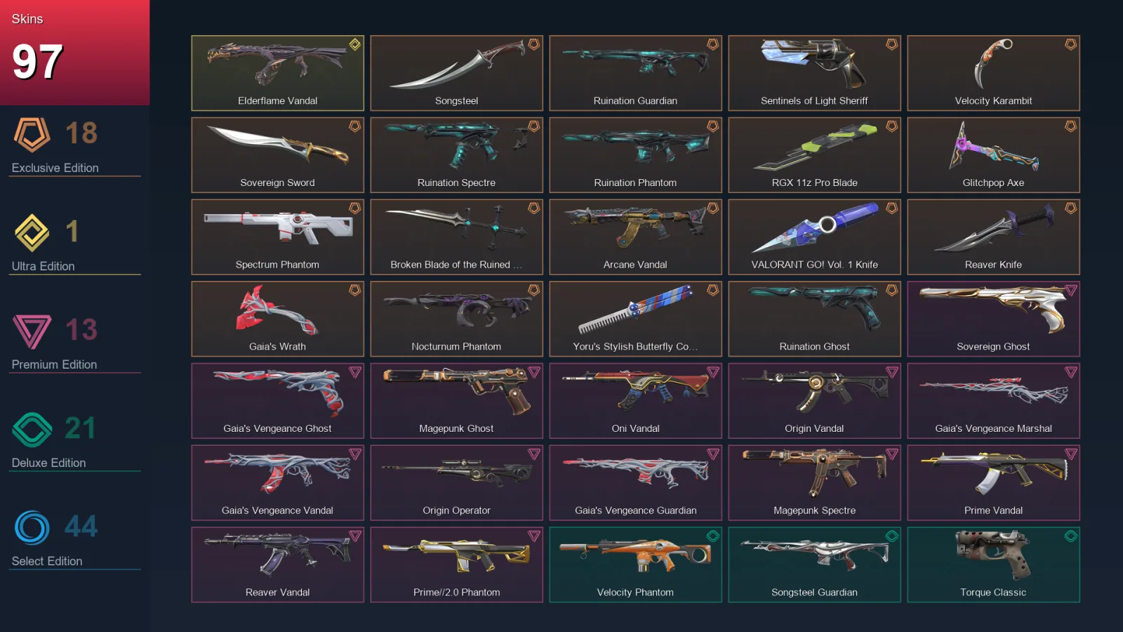 NA | Lv106 | Unranked | 97 Skin | 27 Agent | 75 Buddy
