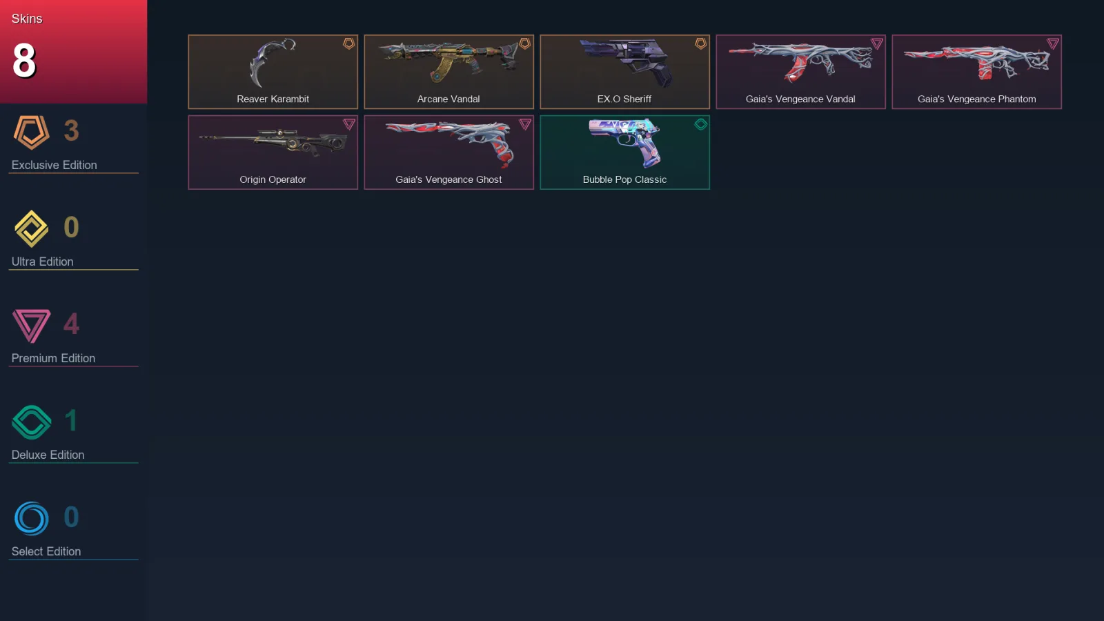 EU | Lv68 | Unranked | 8 Skin | 17 Agent | 33 Buddy