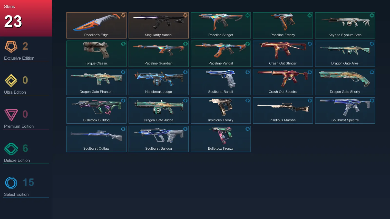 EU | Paceline's Edge | Singularity Vandal | Paceline Stinger | Paceline Frenzy | 23 Skin | 11 Agent | 22 Buddy | Lv34