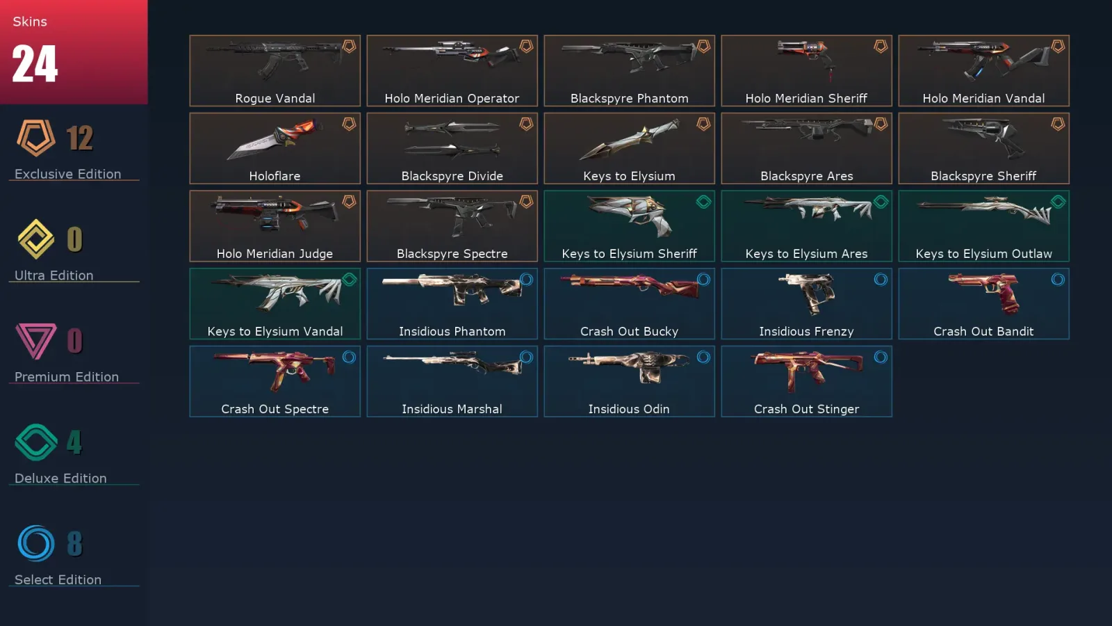 [Valorant] | EU | Level 30 | 9 Agents | 24 Skins