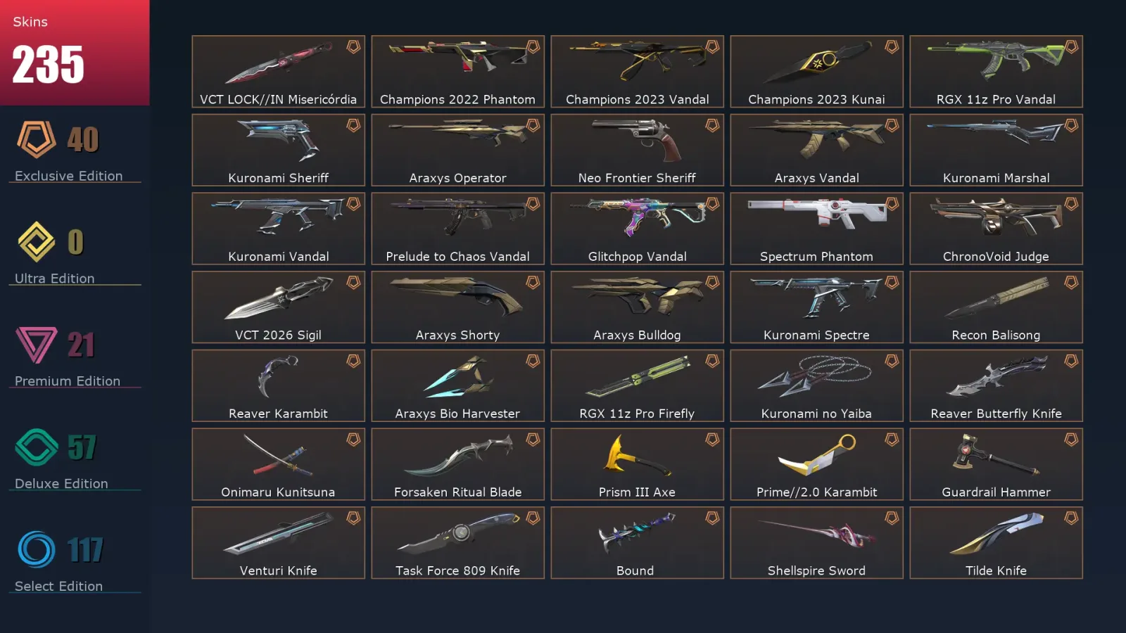 [Valorant] | EU | Level 500 | 29 Agents | 235 Skins