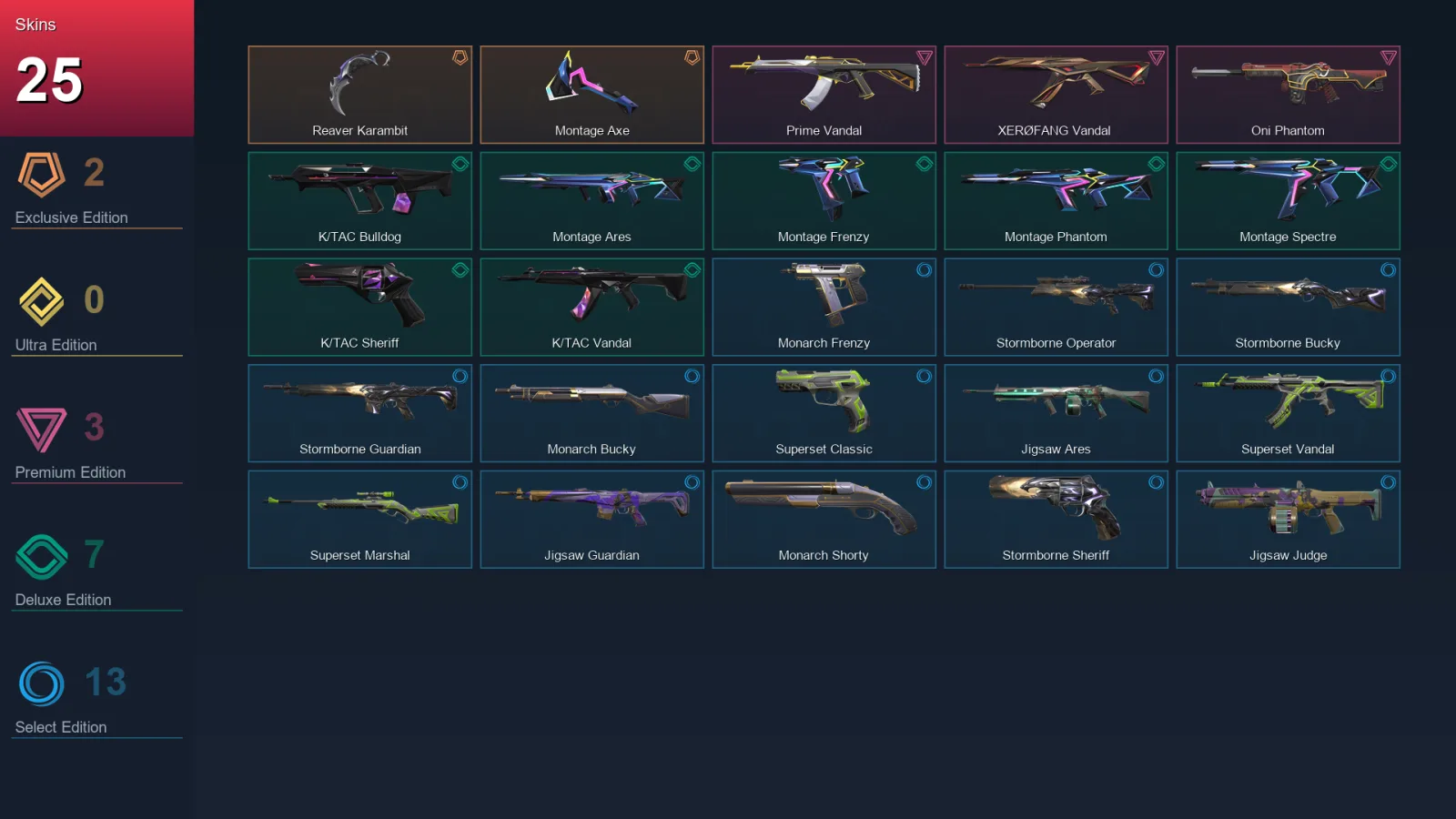 AP | Lv51 | Unranked | 25 Skin | 15 Agent | 29 Buddy