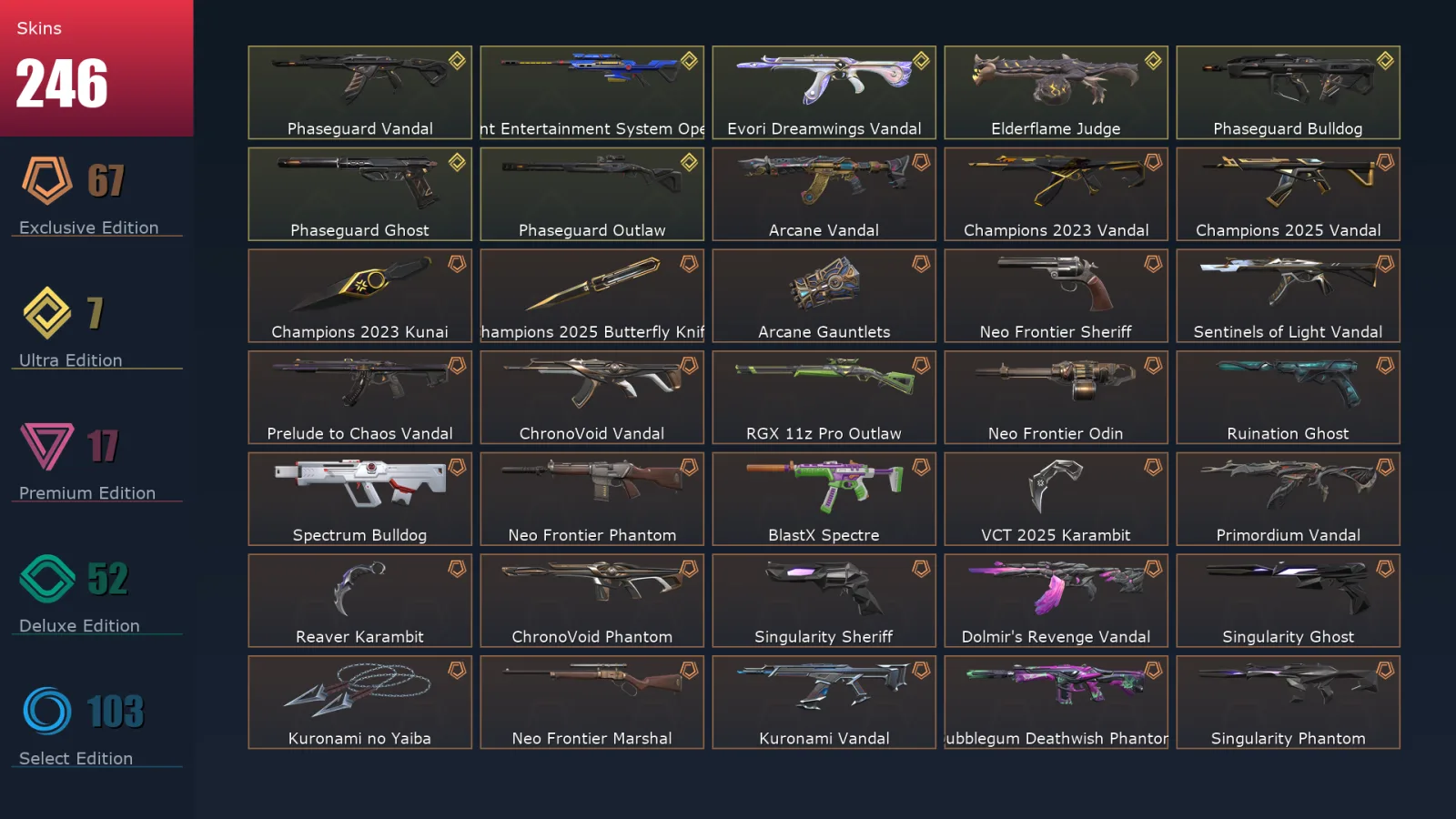 [Valorant] | EU | Level 500 | 28 Agents | 246 Skins